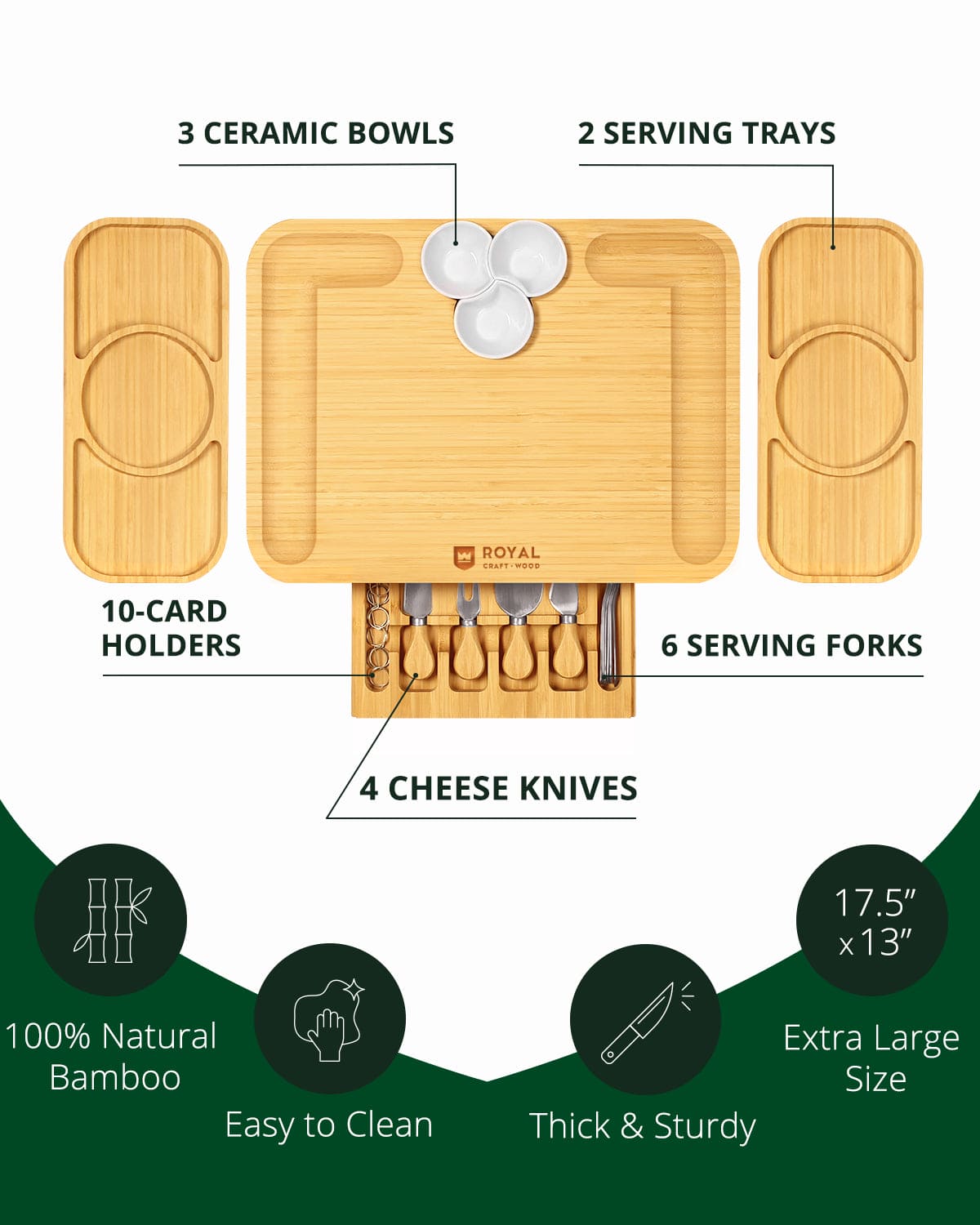Cheese Board Set with Side Trays