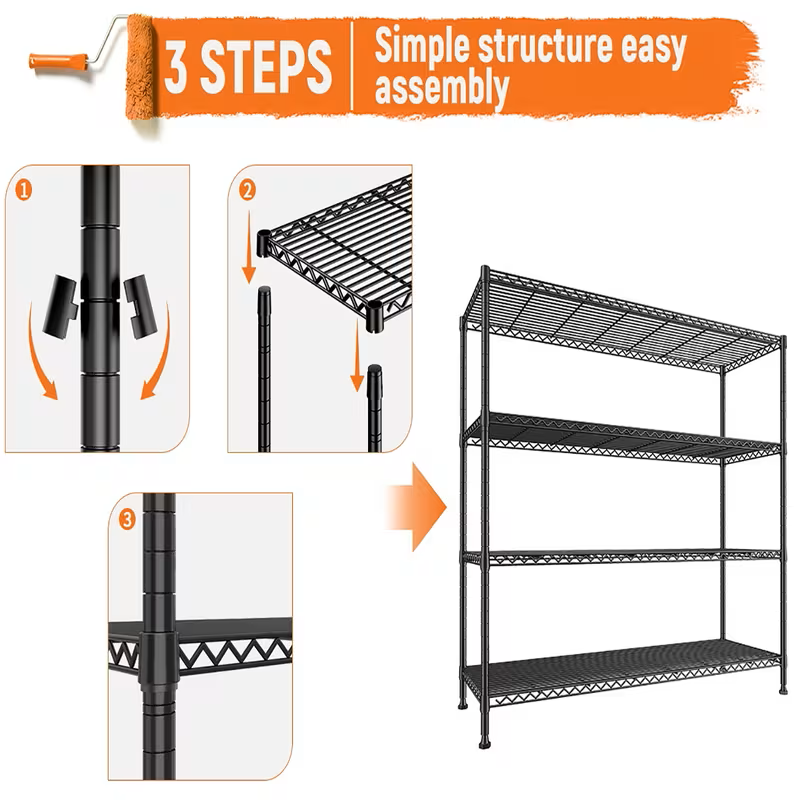Adjustable Multi-Tier Wire Storage Shelving Rack