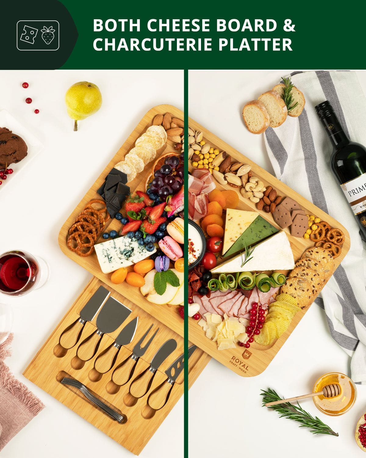 Cheese Board XXL with Cutlery Set