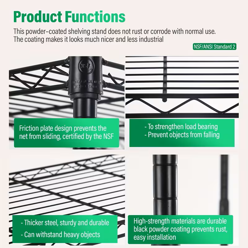 Adjustable Multi-Tier Wire Storage Shelving Rack