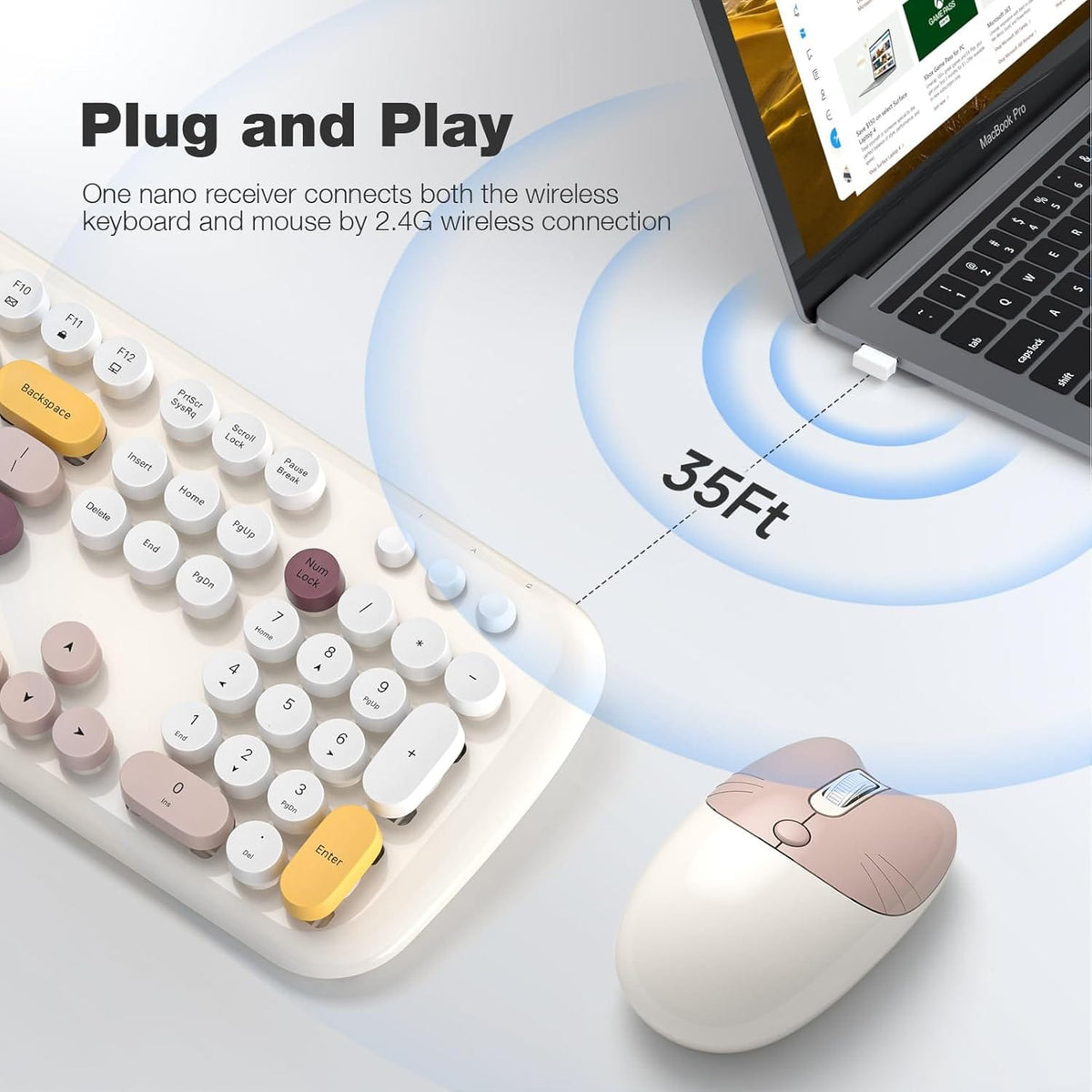 Wireless Keyboard & Mouse Combo with Silent Click