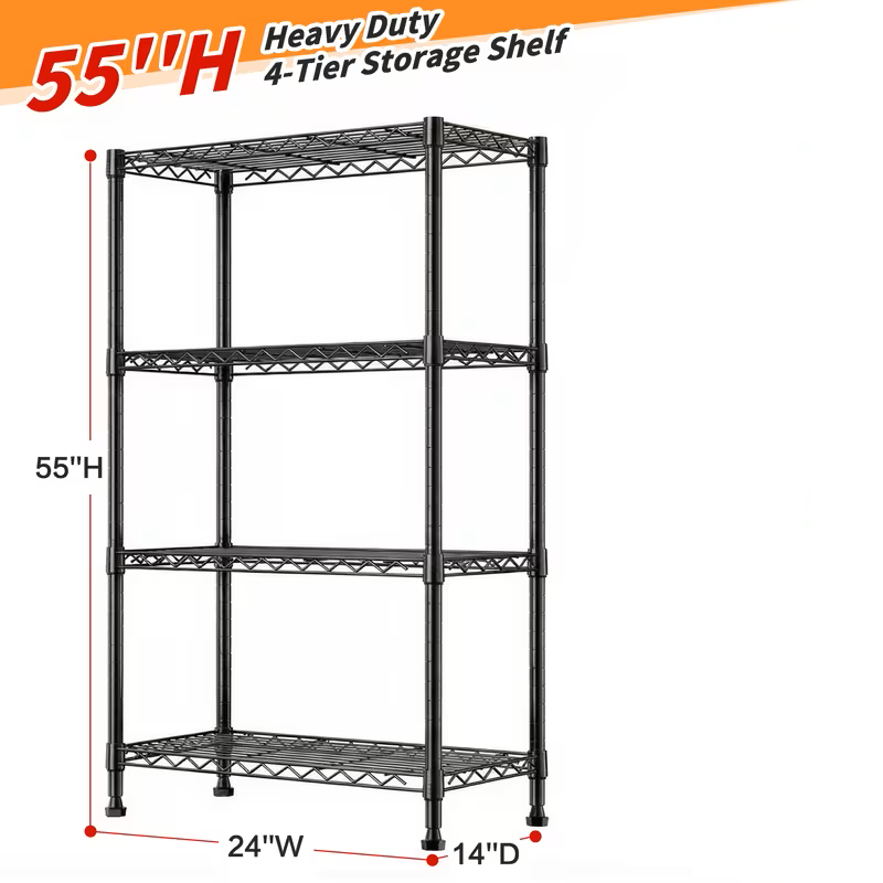 Adjustable Multi-Tier Wire Storage Shelving Rack
