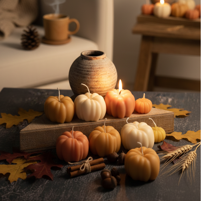 Pumpkin Candle - Rustic Autumn Candle