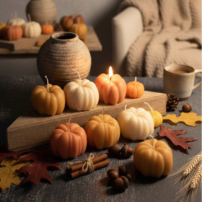 Pumpkin Candle - Rustic Autumn Candle