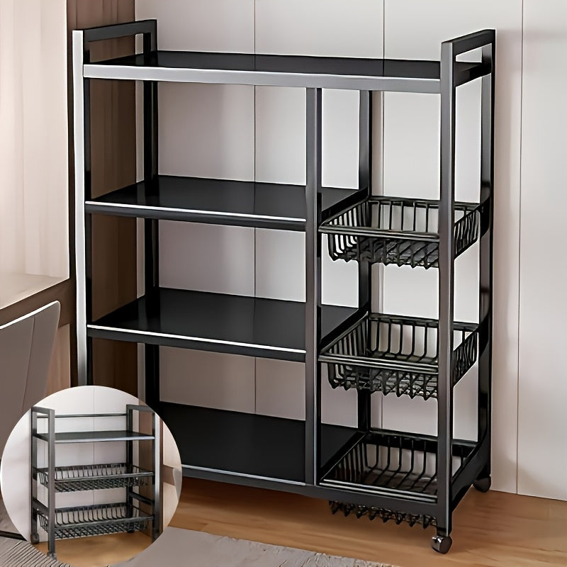 4-Tier Rolling Storage Rack with Baskets