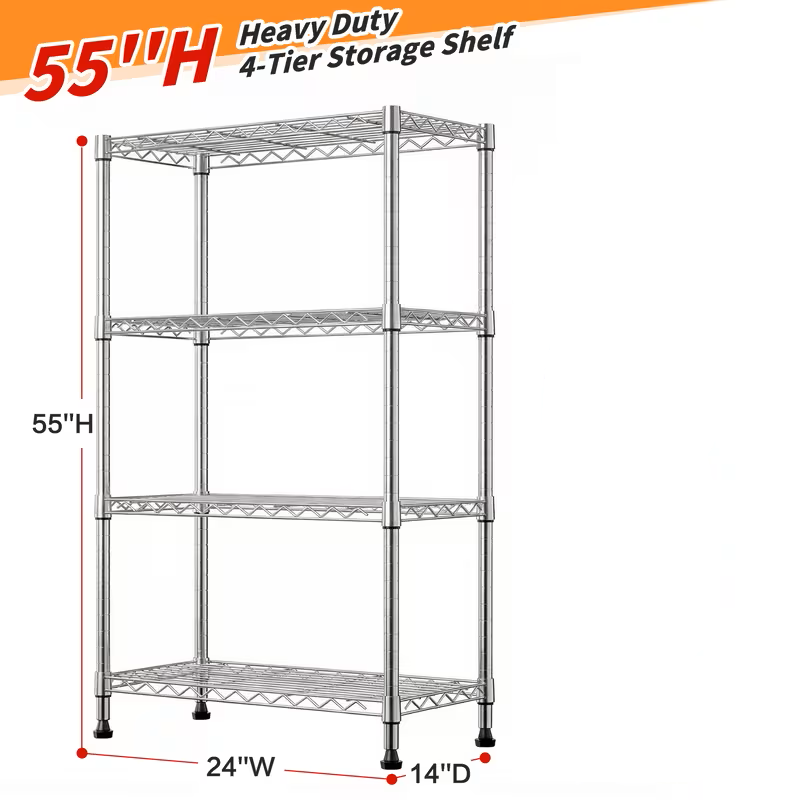 Adjustable Multi-Tier Wire Storage Shelving Rack