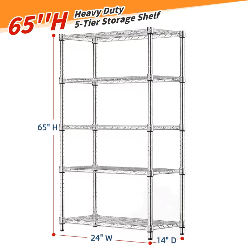 Adjustable Multi-Tier Wire Storage Shelving Rack
