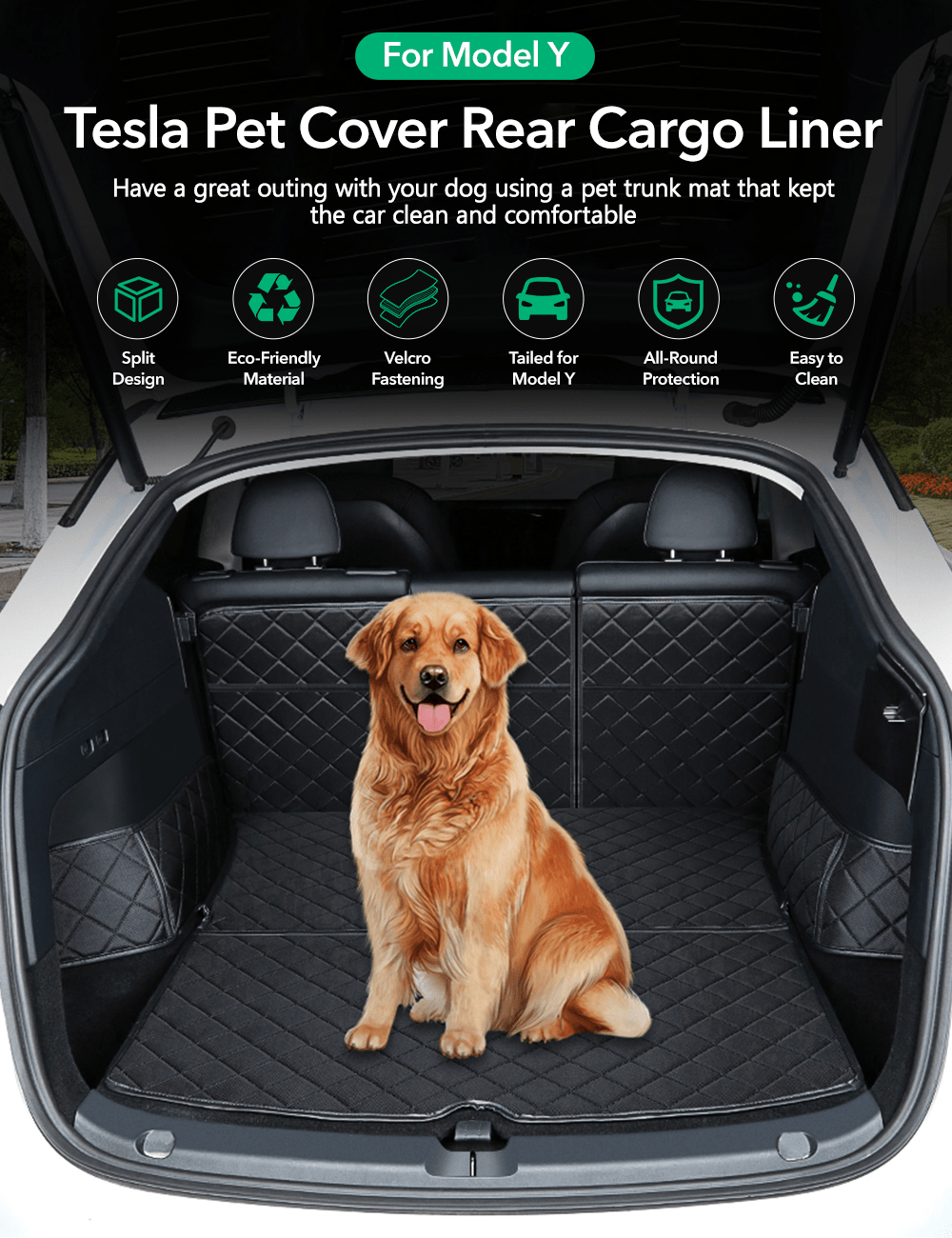 TESERY Waterproof Car Dog Cover for Model Y